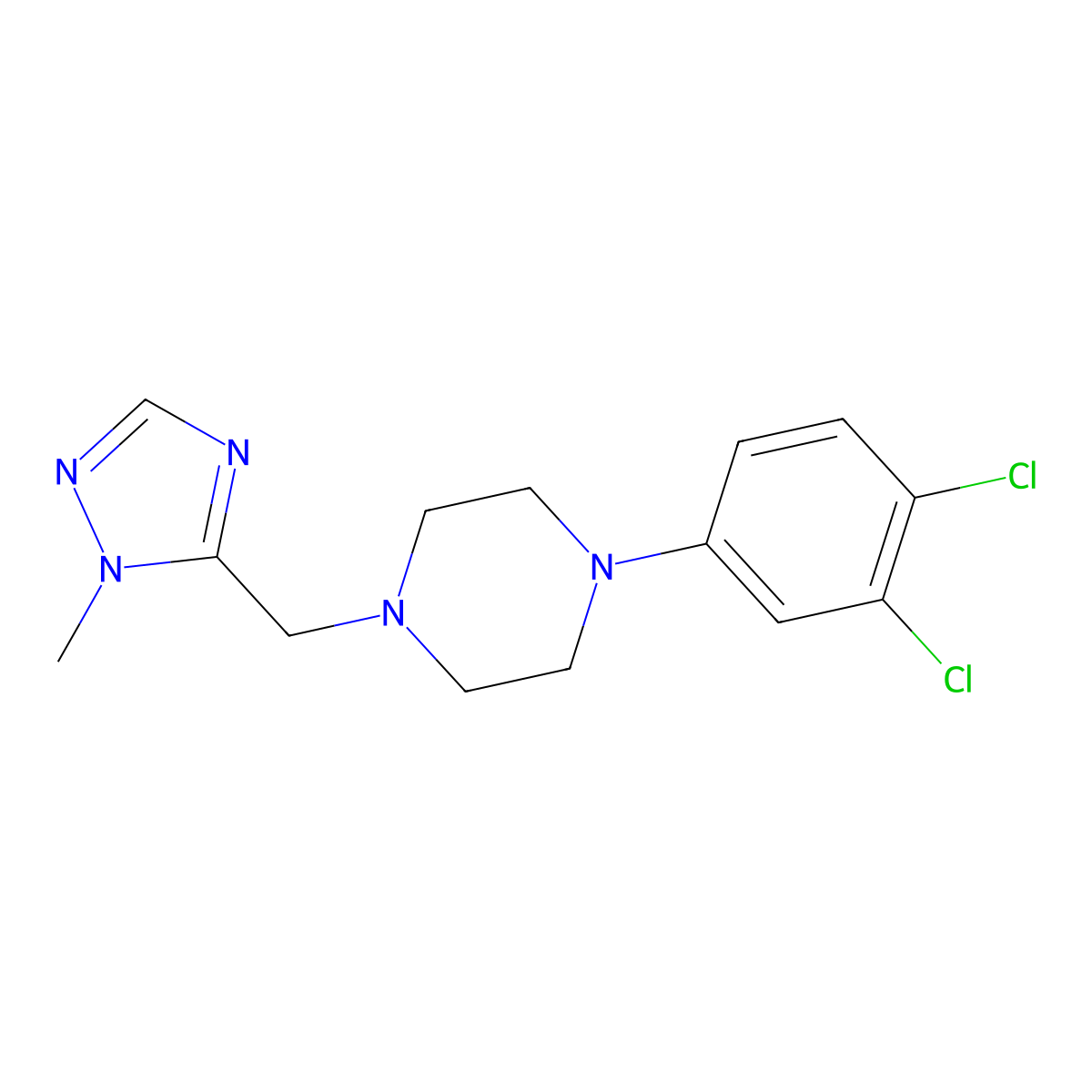 1-(3,4-dichlorophenyl)-4-[(1-methyl-1H-1,2,4-triazol-5-yl)methyl]piperazine molecular structure, CAS 2877640-55-4