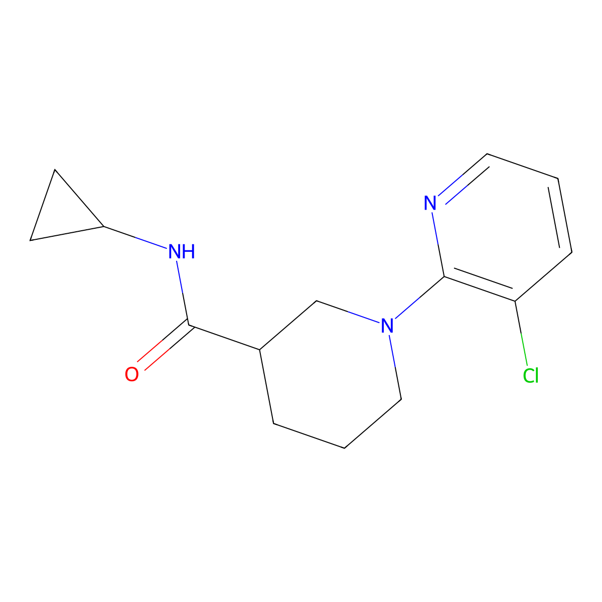 1-(3-chloropyridin-2-yl)-N-cyclopropylpiperidine-3-carboxamide molecular structure, CAS 2877640-57-6