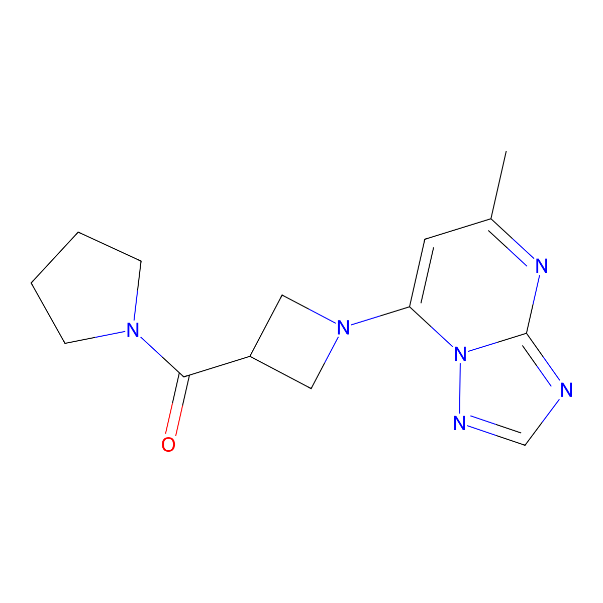 1-(1-{5-Methyl-[1,2,4]triazolo[1,5-a]pyrimidin-7-yl}azetidine-3-carbonyl)pyrrolidine molecular structure, CAS 2877640-59-8