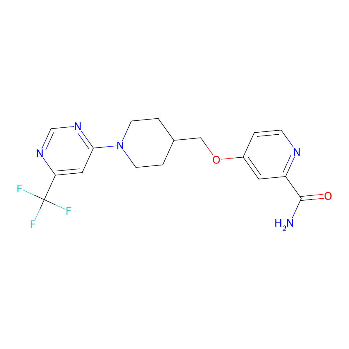 4-({1-[6-(Trifluoromethyl)pyrimidin-4-yl]piperidin-4-yl}methoxy)pyridine-2-carboxamide molecular structure, CAS 2877640-62-3