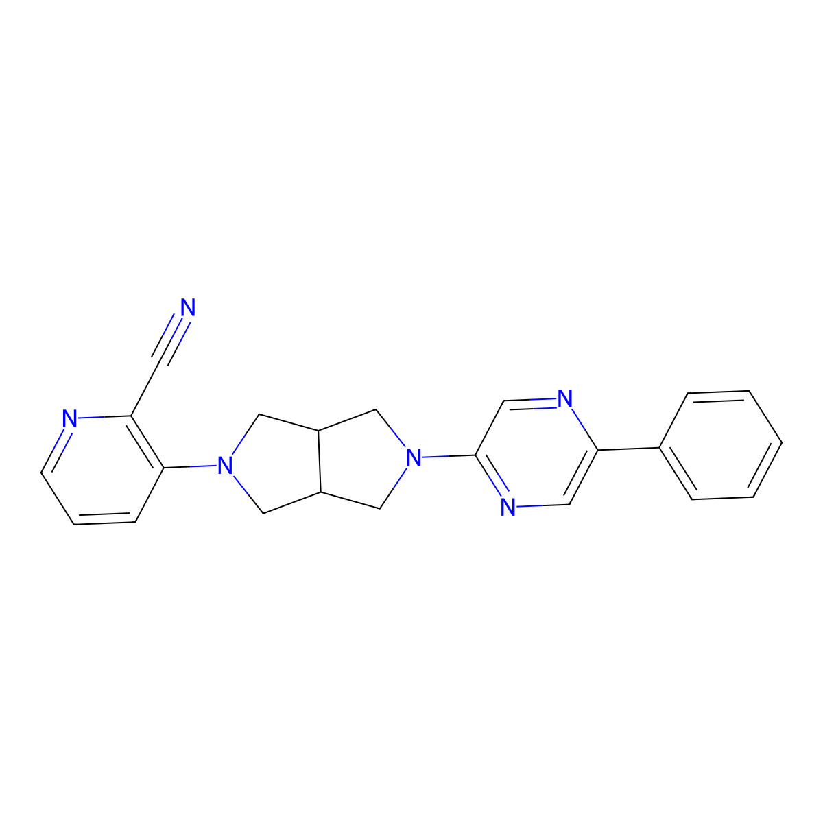 3-[5-(5-Phenylpyrazin-2-yl)-octahydropyrrolo[3,4-c]pyrrol-2-yl]pyridine-2-carbonitrile molecular structure, CAS 2877640-76-9