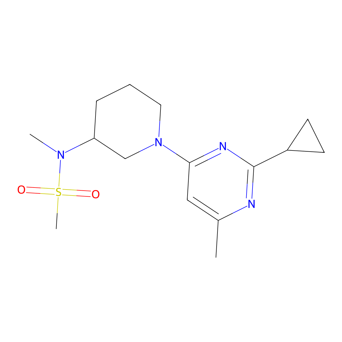 N-[1-(2-cyclopropyl-6-methylpyrimidin-4-yl)piperidin-3-yl]-N-methylmethanesulfonamide molecular structure, CAS 2877640-82-7