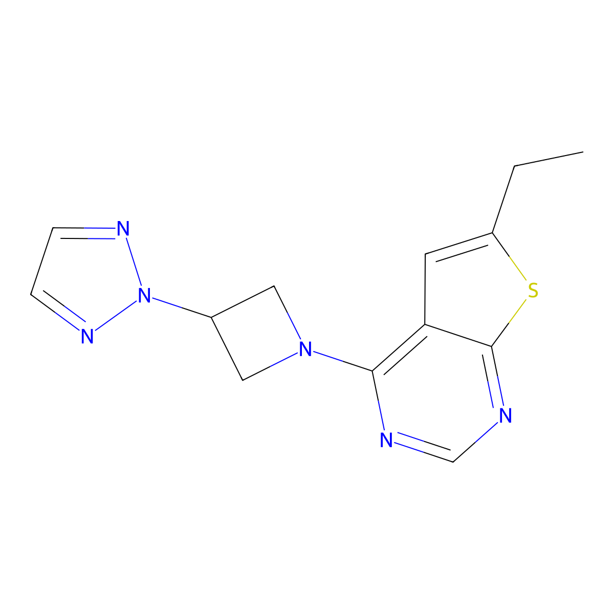 2-(1-{6-ethylthieno[2,3-d]pyrimidin-4-yl}azetidin-3-yl)-2H-1,2,3-triazole molecular structure, CAS 2877640-85-0