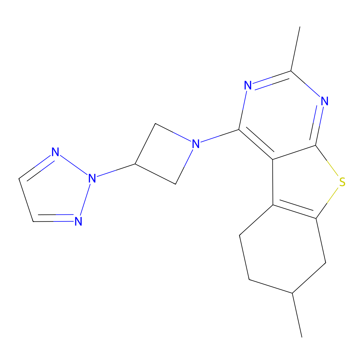 5,11-dimethyl-3-[3-(2H-1,2,3-triazol-2-yl)azetidin-1-yl]-8-thia-4,6-diazatricyclo[7.4.0.0^{2,7}]trideca-1(9),2,4,6-tetraene molecular structure, CAS 2877641-06-8