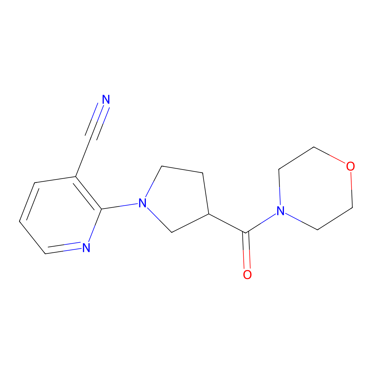 2-[3-(Morpholine-4-carbonyl)pyrrolidin-1-yl]pyridine-3-carbonitrile molecular structure, CAS 2877641-23-9