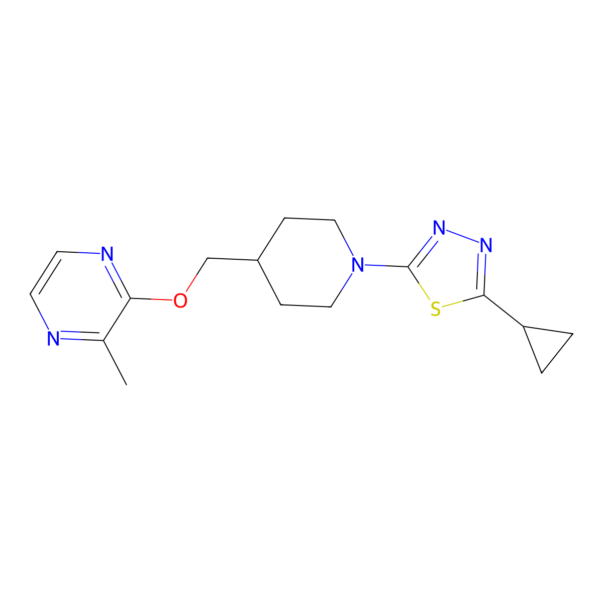 2-{[1-(5-Cyclopropyl-1,3,4-thiadiazol-2-yl)piperidin-4-yl]methoxy}-3-methylpyrazine molecular structure, CAS 2877641-28-4