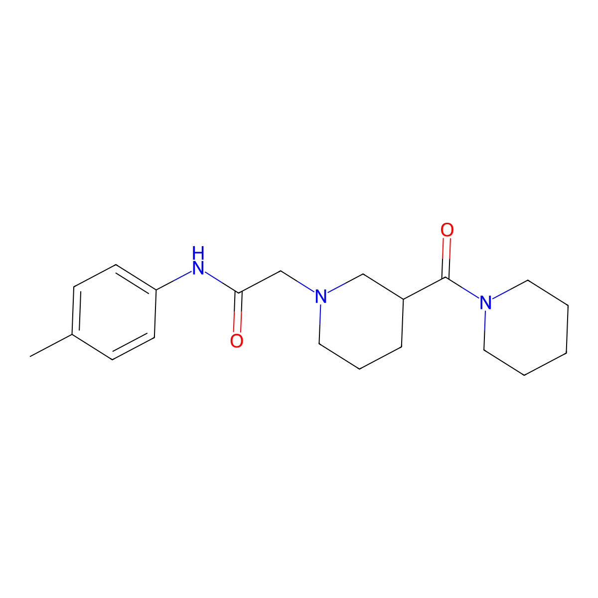 N-(4-methylphenyl)-2-[3-(piperidine-1-carbonyl)piperidin-1-yl]acetamide molecular structure, CAS 2877641-30-8