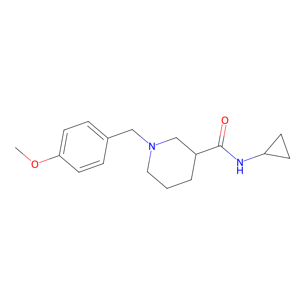 N-cyclopropyl-1-[(4-methoxyphenyl)methyl]piperidine-3-carboxamide molecular structure, CAS 2877641-32-0
