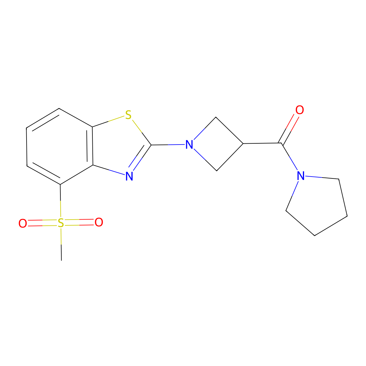 4-Methanesulfonyl-2-[3-(pyrrolidine-1-carbonyl)azetidin-1-yl]-1,3-benzothiazole molecular structure, CAS 2877641-33-1