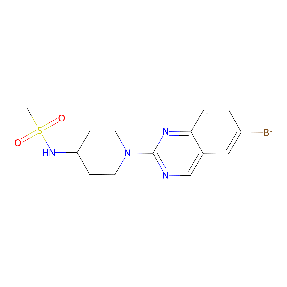 N-[1-(6-bromoquinazolin-2-yl)piperidin-4-yl]methanesulfonamide molecular structure, CAS 2877641-42-2