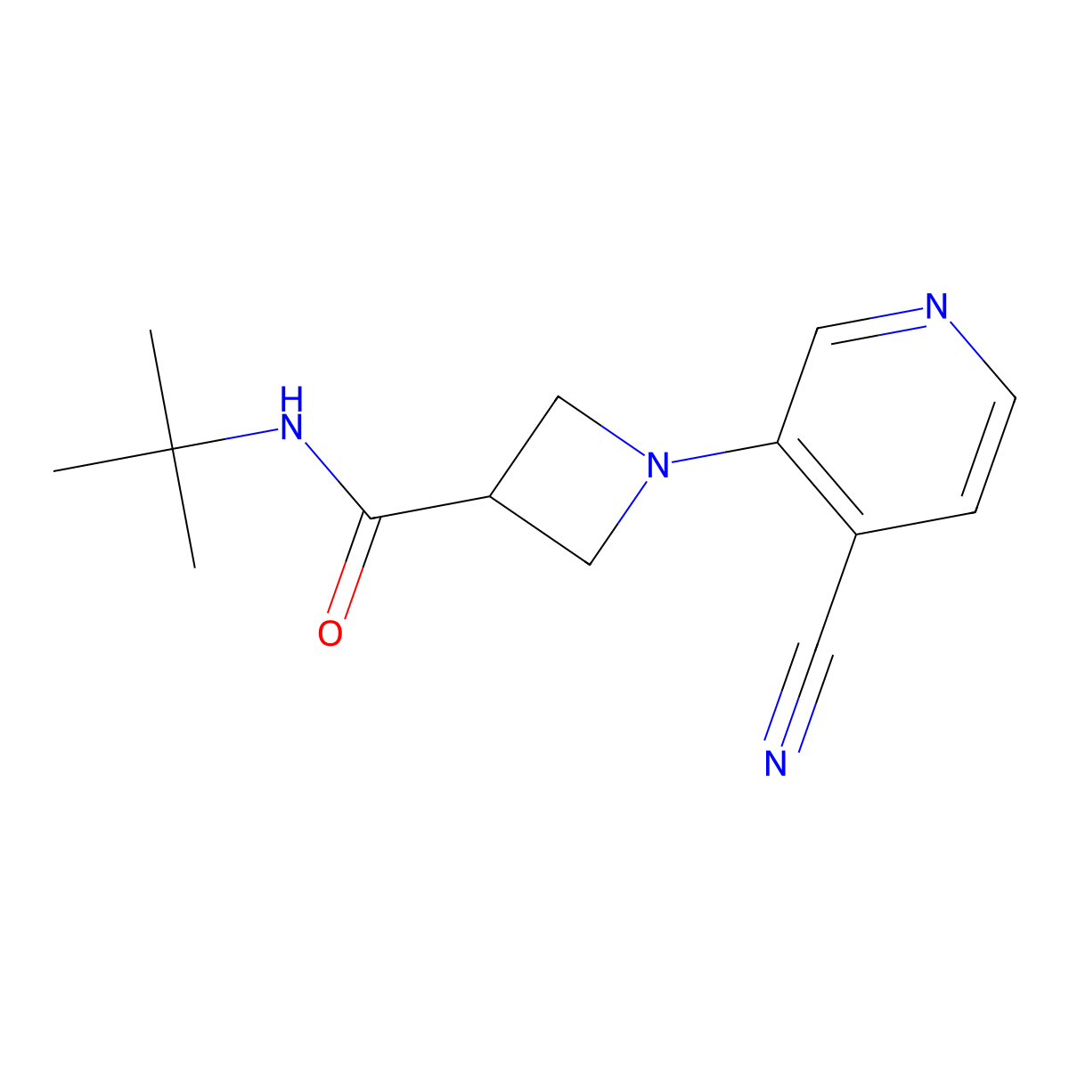 N-tert-butyl-1-(4-cyanopyridin-3-yl)azetidine-3-carboxamide molecular structure, CAS 2877641-47-7