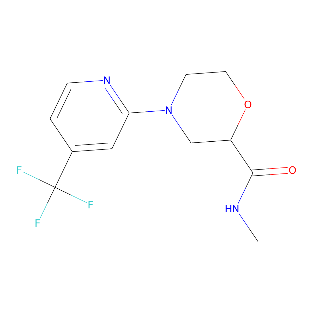 N-methyl-4-[4-(trifluoromethyl)pyridin-2-yl]morpholine-2-carboxamide molecular structure, CAS 2877641-50-2