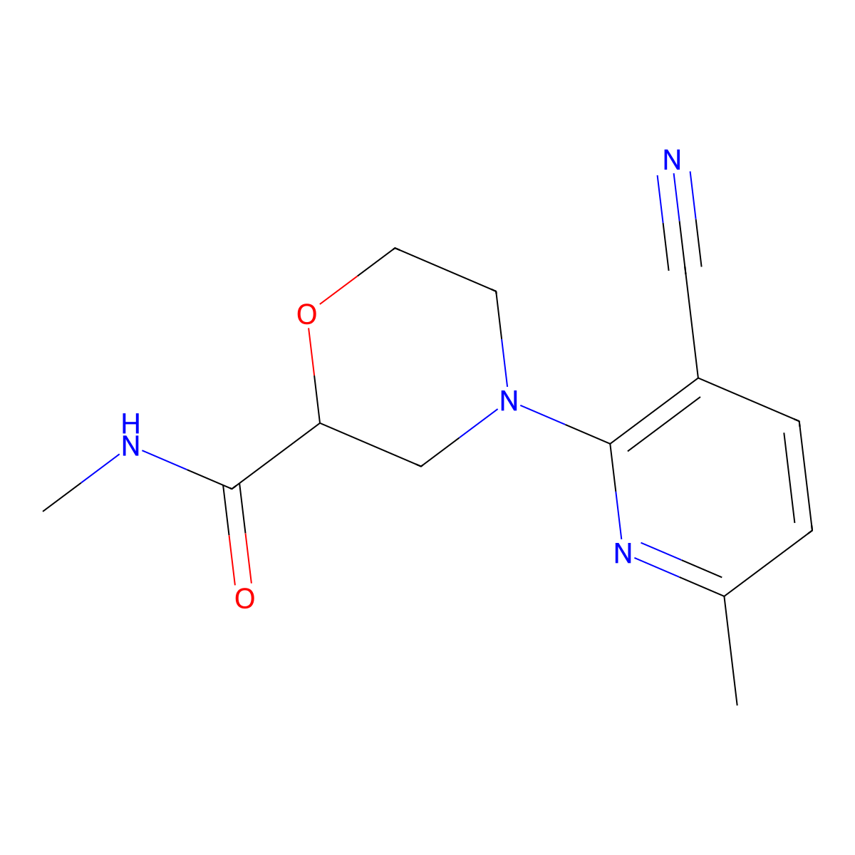 4-(3-cyano-6-methylpyridin-2-yl)-N-methylmorpholine-2-carboxamide molecular structure, CAS 2877641-55-7