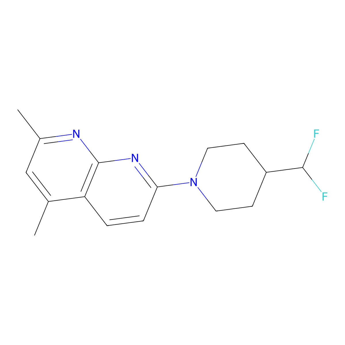 7-[4-(Difluoromethyl)piperidin-1-yl]-2,4-dimethyl-1,8-naphthyridine molecular structure, CAS 2877641-56-8