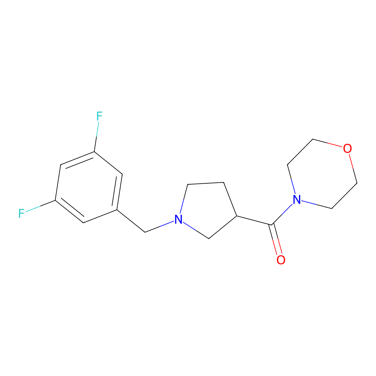 4-{1-[(3,5-Difluorophenyl)methyl]pyrrolidine-3-carbonyl}morpholine molecular structure, CAS 2877641-63-7