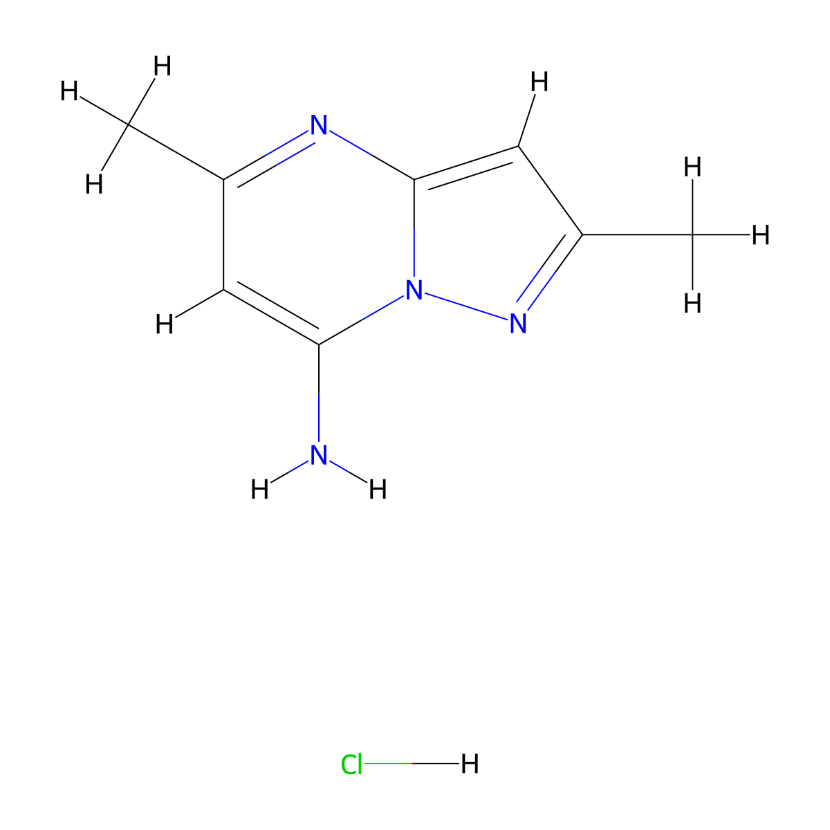 2,5-Dimethylpyrazolo[1,5-a]pyrimidin-7-amine hydrochloride molecular structure, CAS 2877641-67-1