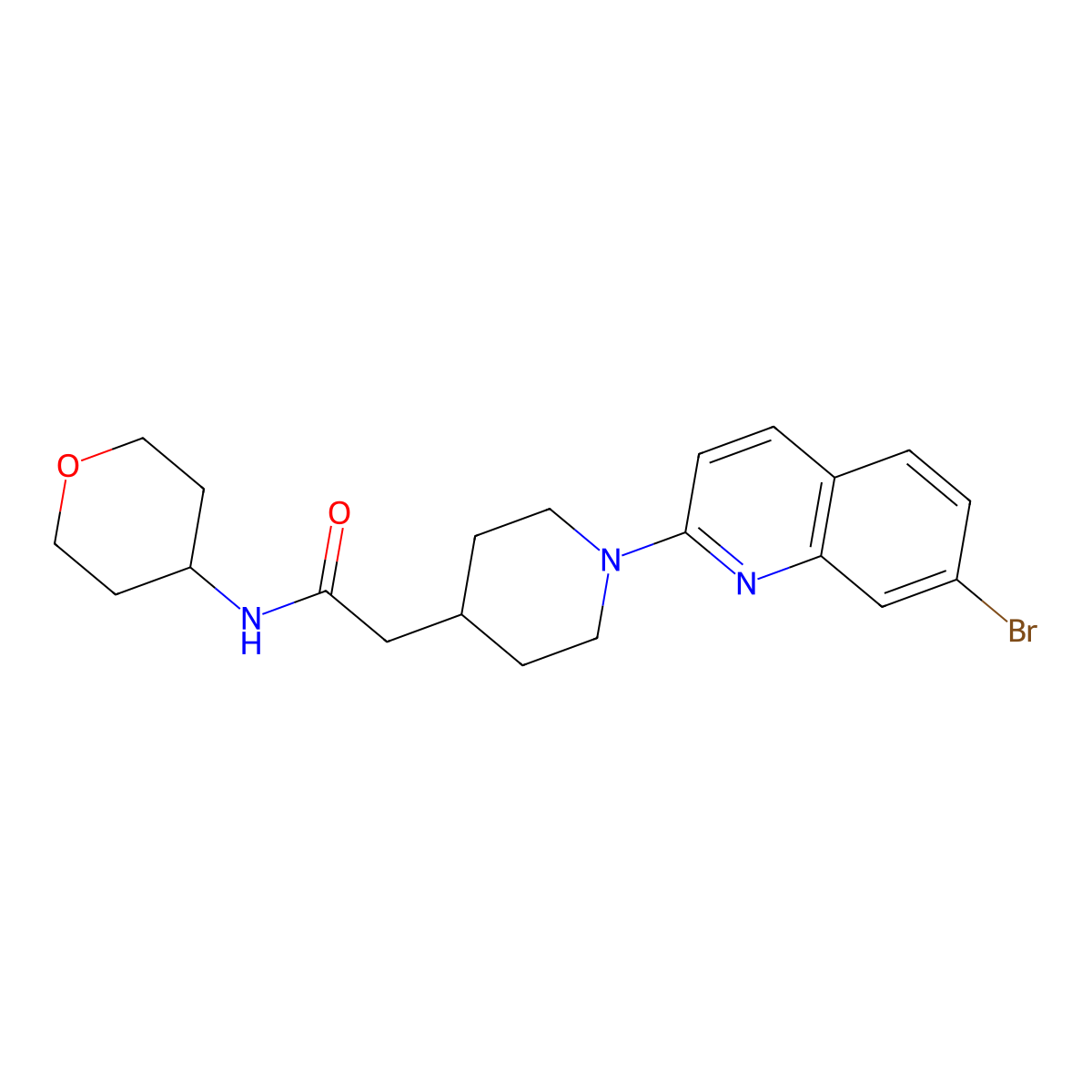 2-[1-(7-bromoquinolin-2-yl)piperidin-4-yl]-N-(oxan-4-yl)acetamide molecular structure, CAS 2877641-72-8