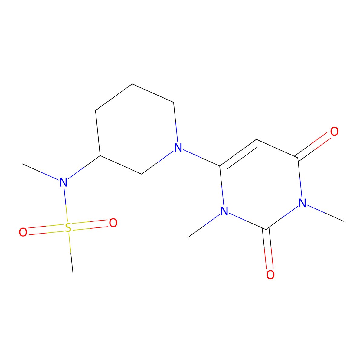 N-[1-(1,3-dimethyl-2,6-dioxo-1,2,3,6-tetrahydropyrimidin-4-yl)piperidin-3-yl]-N-methylmethanesulfonamide molecular structure, CAS 2877641-78-4
