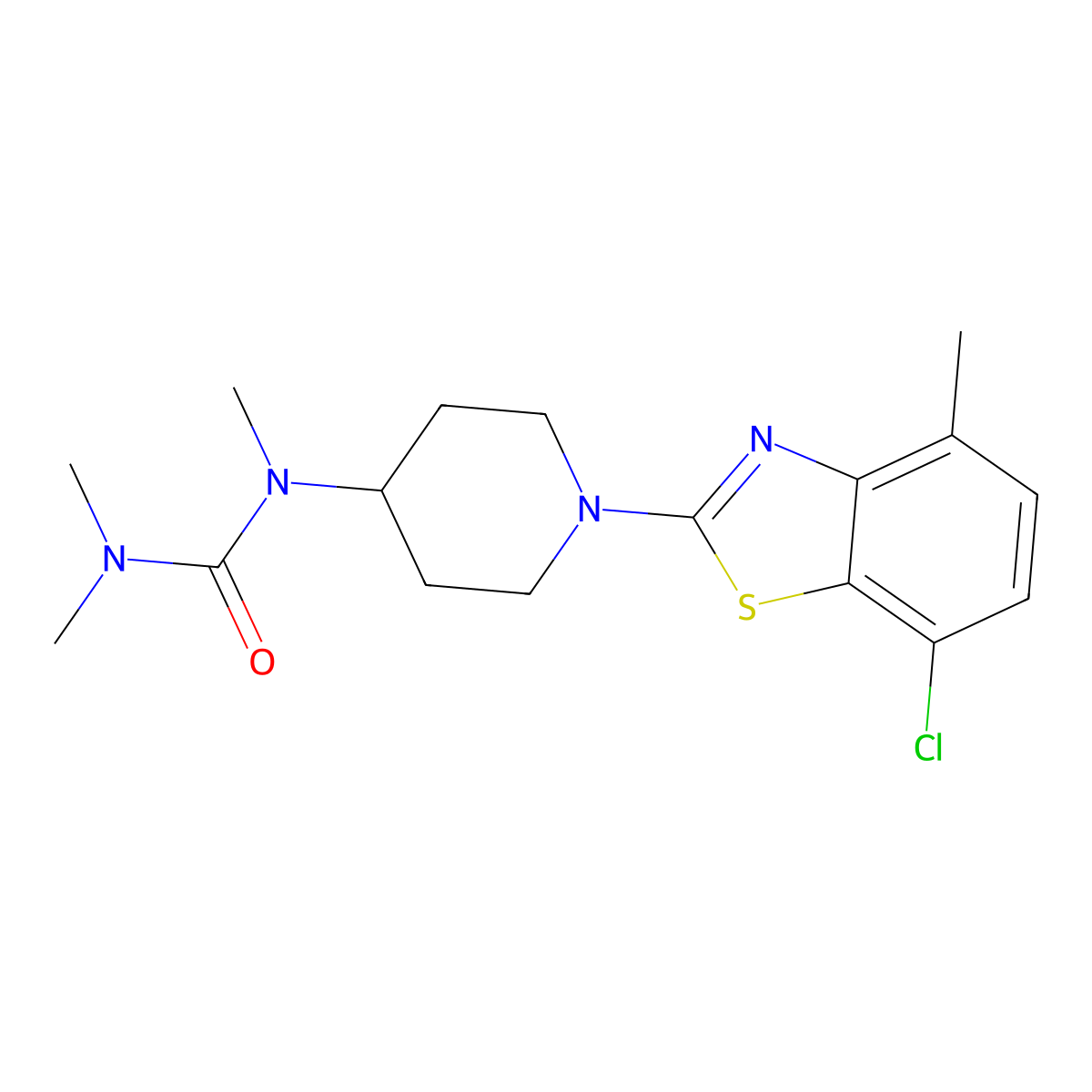 1-[1-(7-Chloro-4-methyl-1,3-benzothiazol-2-yl)piperidin-4-yl]-1,3,3-trimethylurea molecular structure, CAS 2877641-86-4