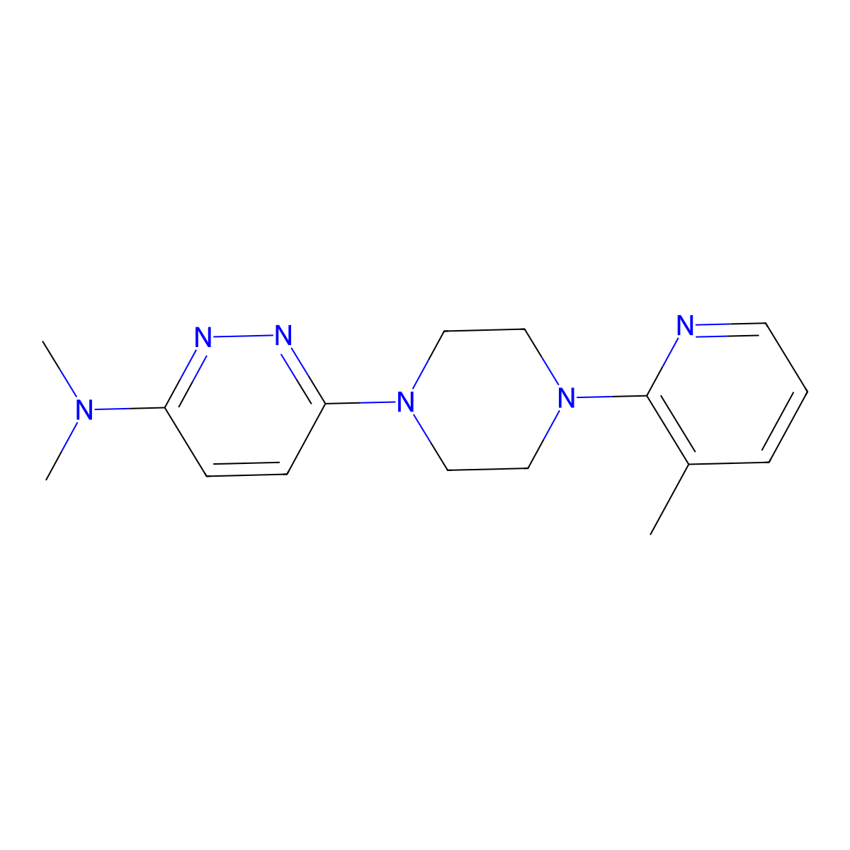 N,N-dimethyl-6-[4-(3-methylpyridin-2-yl)piperazin-1-yl]pyridazin-3-amine molecular structure, CAS 2877641-89-7