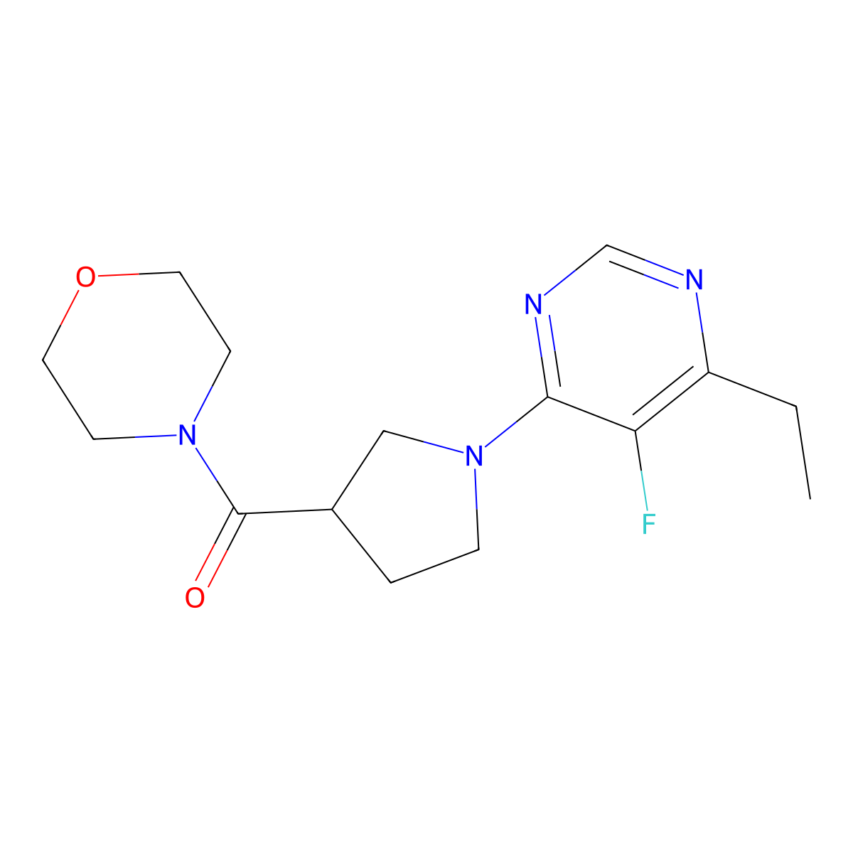 4-[1-(6-Ethyl-5-fluoropyrimidin-4-yl)pyrrolidine-3-carbonyl]morpholine molecular structure, CAS 2877641-95-5