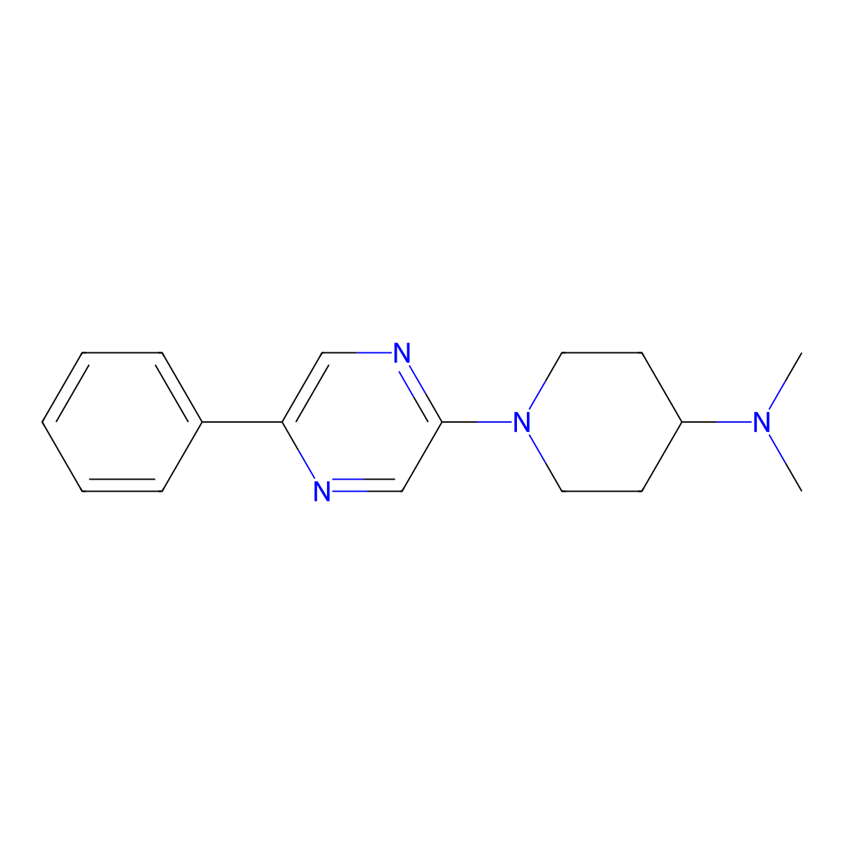 N,N-dimethyl-1-(5-phenylpyrazin-2-yl)piperidin-4-amine molecular structure, CAS 2877641-99-9