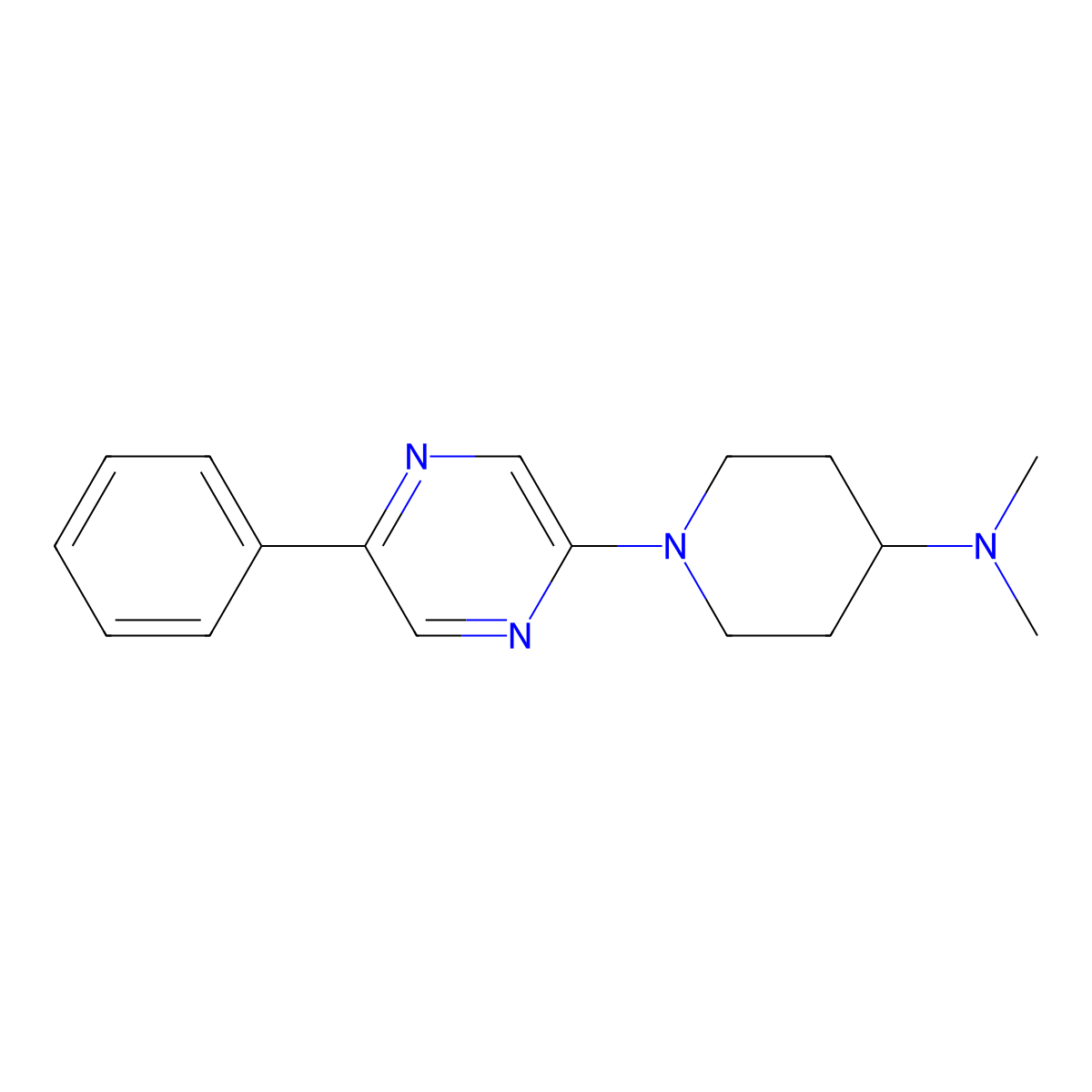 N,N-dimethyl-1-(5-phenylpyrazin-2-yl)piperidin-4-amine molecular structure, CAS 2877641-99-9