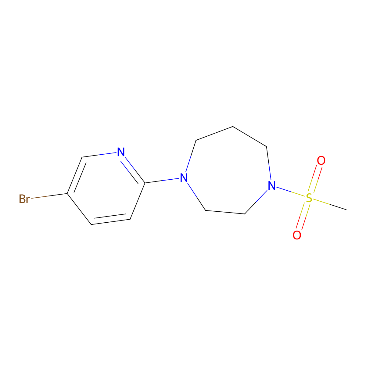 1-(5-Bromopyridin-2-yl)-4-methanesulfonyl-1,4-diazepane molecular structure, CAS 2877642-09-4