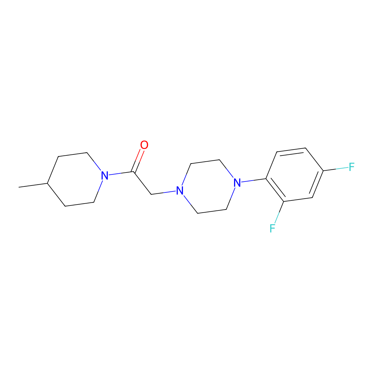2-[4-(2,4-Difluorophenyl)piperazin-1-yl]-1-(4-methylpiperidin-1-yl)ethan-1-one molecular structure, CAS 2877642-11-8