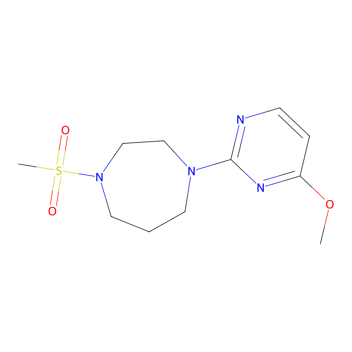 1-Methanesulfonyl-4-(4-methoxypyrimidin-2-yl)-1,4-diazepane molecular structure, CAS 2877642-12-9