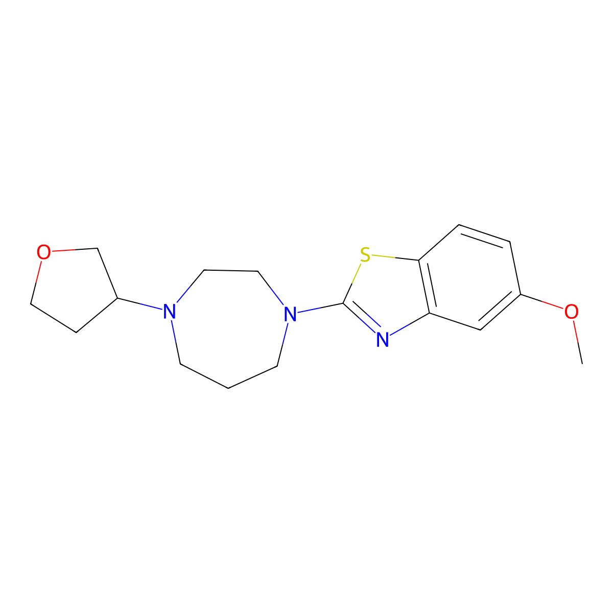 5-Methoxy-2-[4-(oxolan-3-yl)-1,4-diazepan-1-yl]-1,3-benzothiazole molecular structure, CAS 2877642-18-5