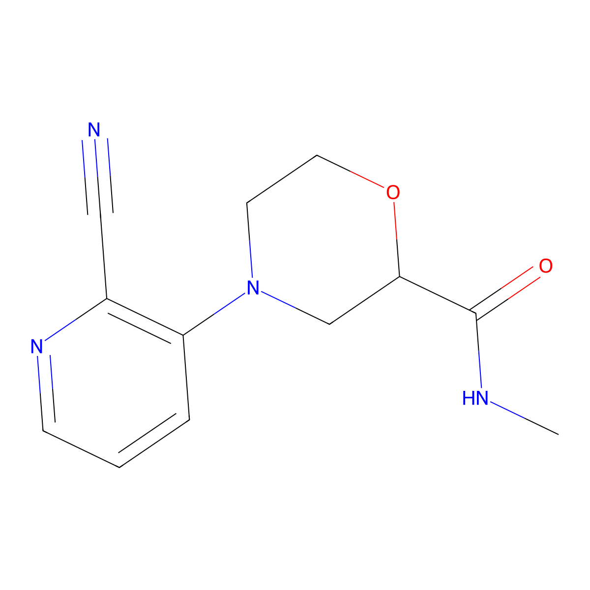 4-(2-cyanopyridin-3-yl)-N-methylmorpholine-2-carboxamide molecular structure, CAS 2877642-31-2