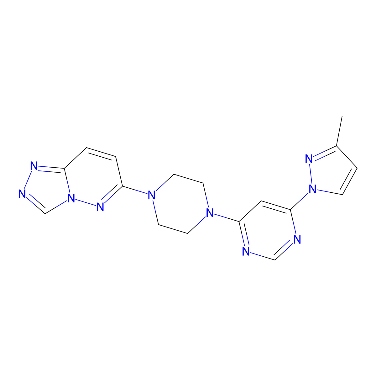 4-(3-methyl-1H-pyrazol-1-yl)-6-(4-{[1,2,4]triazolo[4,3-b]pyridazin-6-yl}piperazin-1-yl)pyrimidine molecular structure, CAS 2877642-33-4