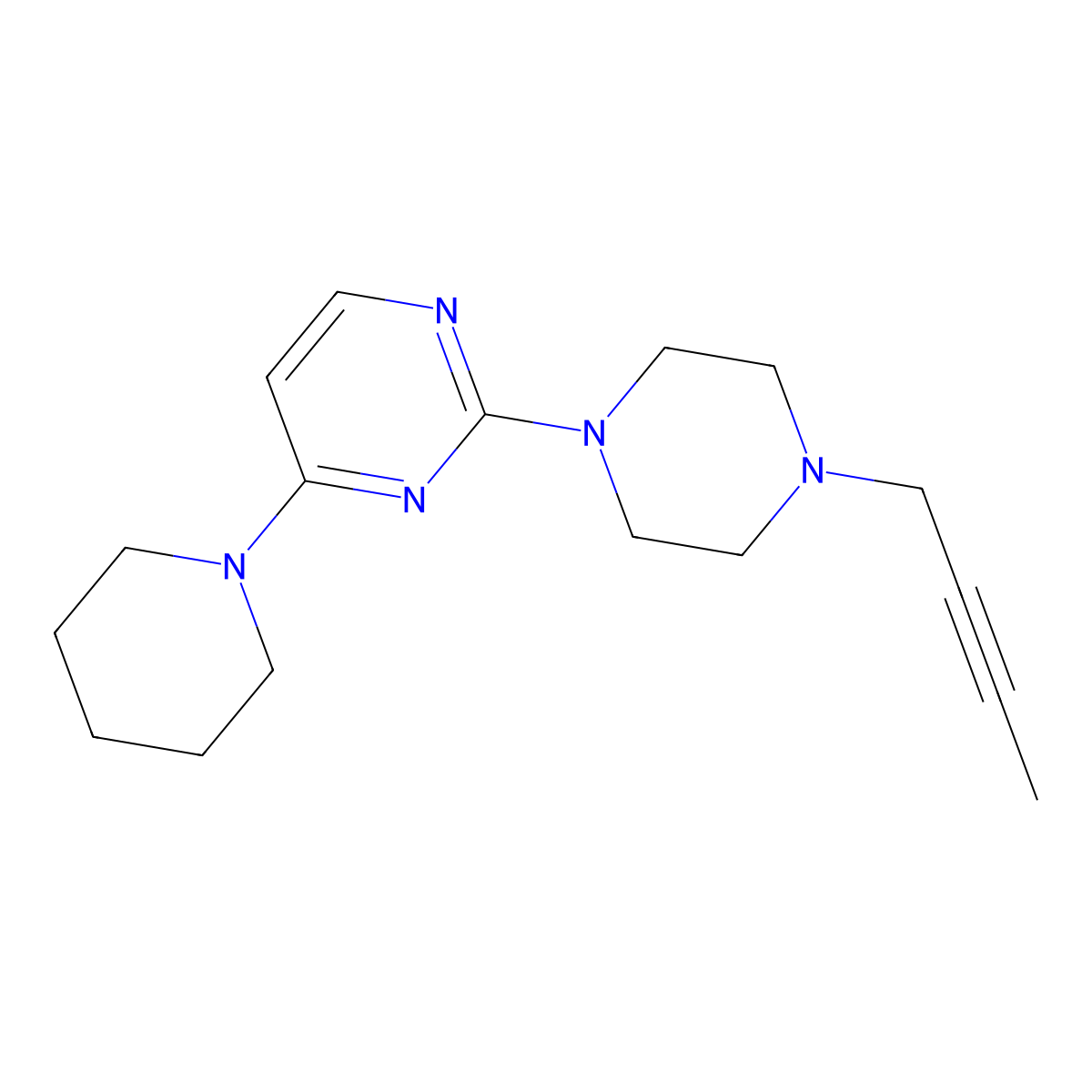 2-[4-(But-2-yn-1-yl)piperazin-1-yl]-4-(piperidin-1-yl)pyrimidine molecular structure, CAS 2877642-46-9