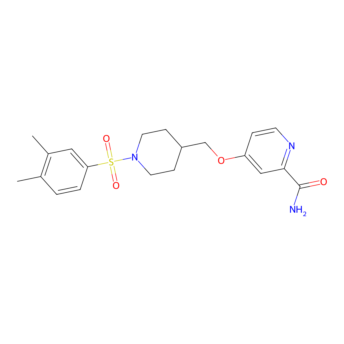 4-{[1-(3,4-Dimethylbenzenesulfonyl)piperidin-4-yl]methoxy}pyridine-2-carboxamide molecular structure, CAS 2877642-48-1