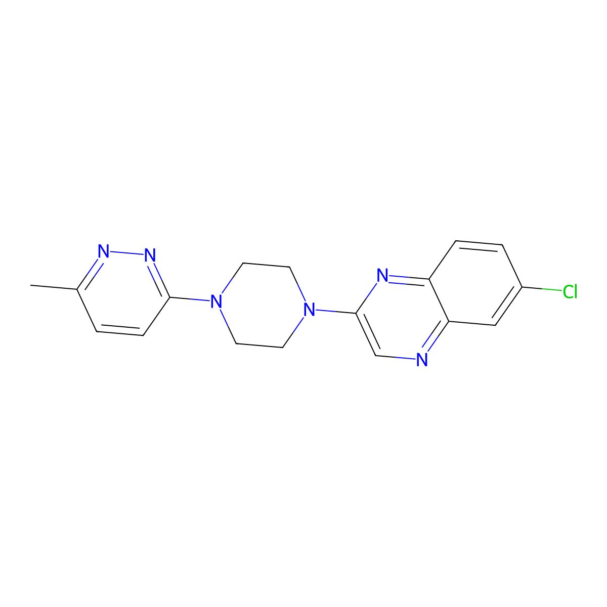 6-Chloro-2-[4-(6-methylpyridazin-3-yl)piperazin-1-yl]quinoxaline molecular structure, CAS 2877642-64-1
