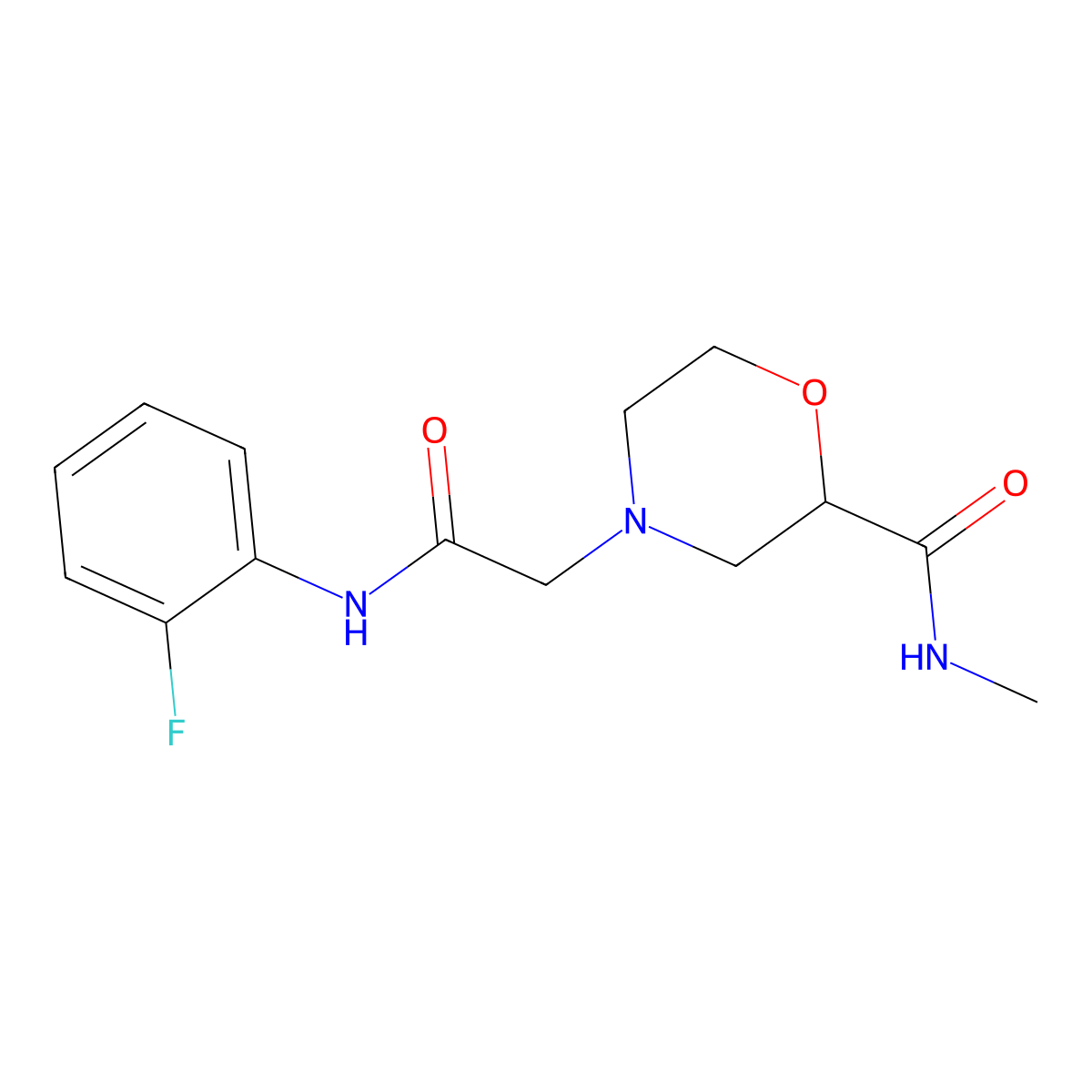 4-{[(2-fluorophenyl)carbamoyl]methyl}-N-methylmorpholine-2-carboxamide molecular structure, CAS 2877642-68-5