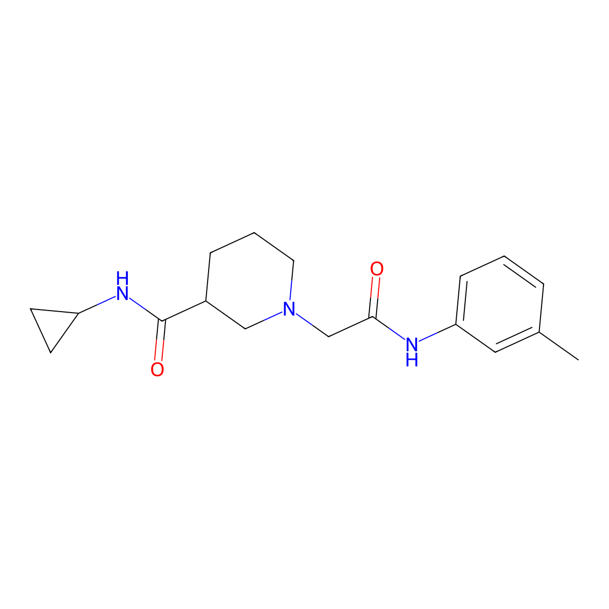 N-cyclopropyl-1-{[(3-methylphenyl)carbamoyl]methyl}piperidine-3-carboxamide molecular structure, CAS 2877642-72-1