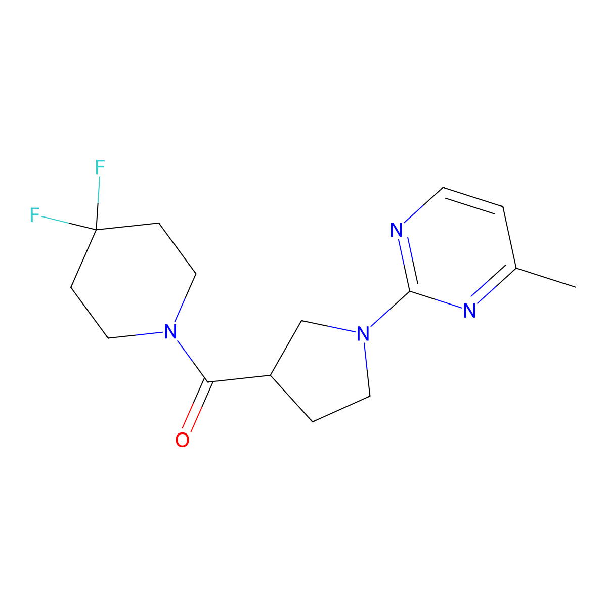 2-[3-(4,4-Difluoropiperidine-1-carbonyl)pyrrolidin-1-yl]-4-methylpyrimidine molecular structure, CAS 2877642-73-2