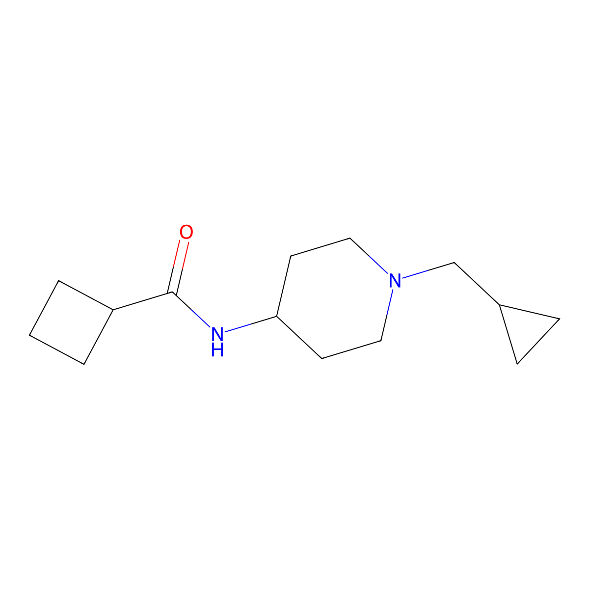 N-[1-(cyclopropylmethyl)piperidin-4-yl]cyclobutanecarboxamide molecular structure, CAS 2877642-77-6
