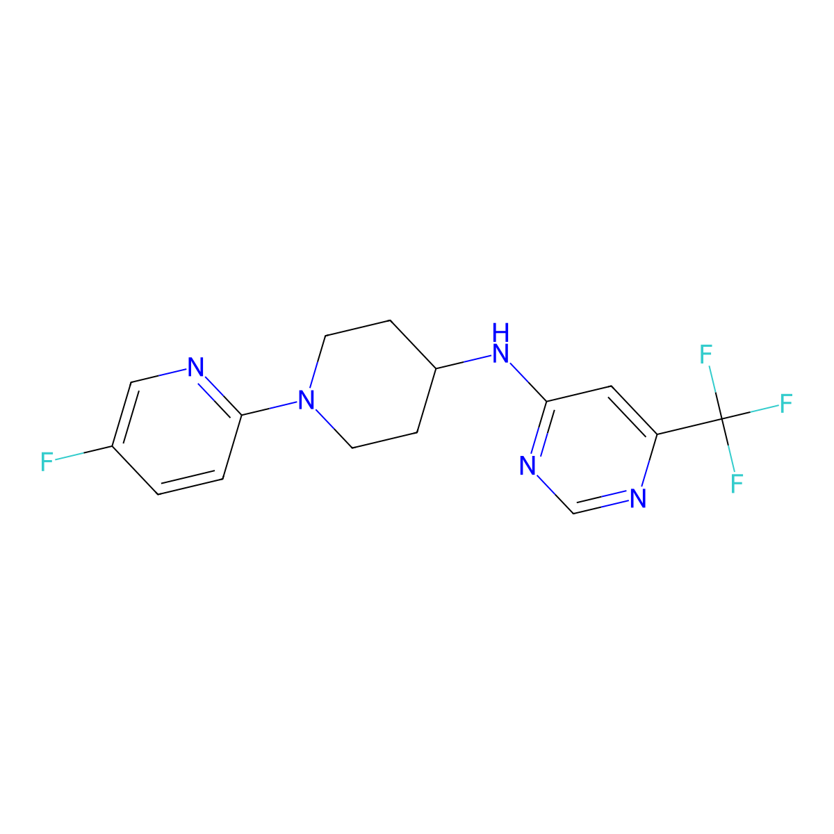 N-[1-(5-fluoropyridin-2-yl)piperidin-4-yl]-6-(trifluoromethyl)pyrimidin-4-amine molecular structure, CAS 2877642-81-2