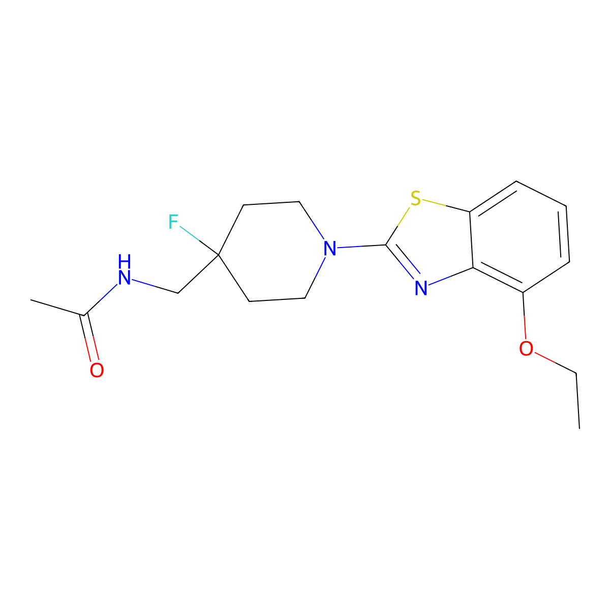 N-{[1-(4-ethoxy-1,3-benzothiazol-2-yl)-4-fluoropiperidin-4-yl]methyl}acetamide molecular structure, CAS 2877642-82-3
