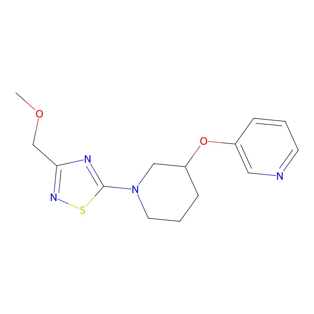 3-({1-[3-(Methoxymethyl)-1,2,4-thiadiazol-5-yl]piperidin-3-yl}oxy)pyridine molecular structure, CAS 2877642-88-9