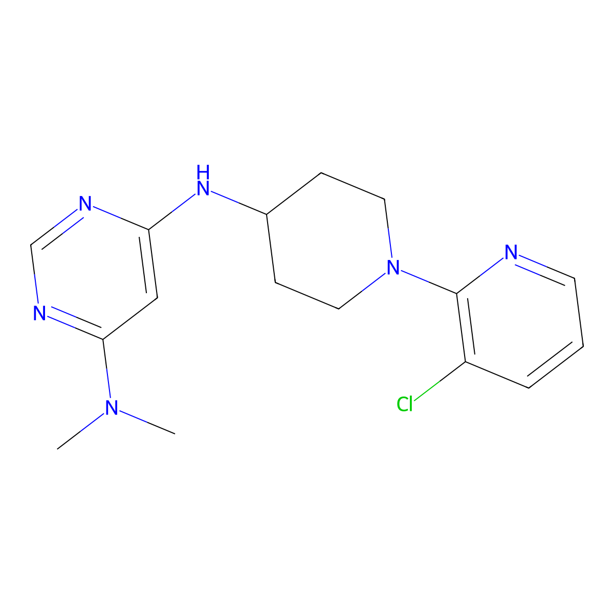 N6-[1-(3-chloropyridin-2-yl)piperidin-4-yl]-N4,N4-dimethylpyrimidine-4,6-diamine molecular structure, CAS 2877642-92-5