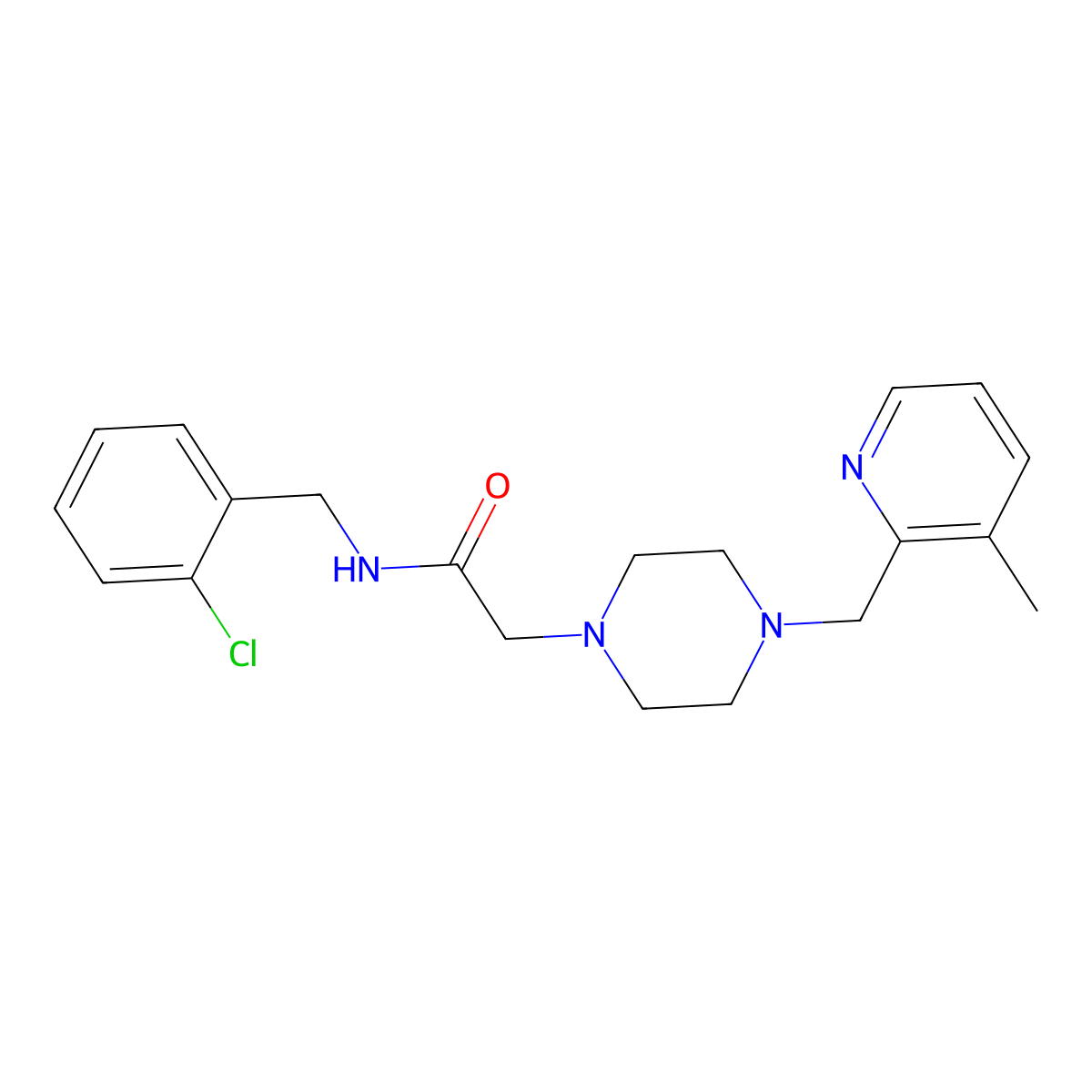 N-[(2-chlorophenyl)methyl]-2-{4-[(3-methylpyridin-2-yl)methyl]piperazin-1-yl}acetamide molecular structure, CAS 2877642-93-6