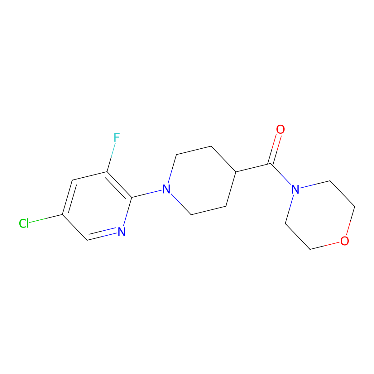 4-[1-(5-Chloro-3-fluoropyridin-2-yl)piperidine-4-carbonyl]morpholine molecular structure, CAS 2877642-94-7