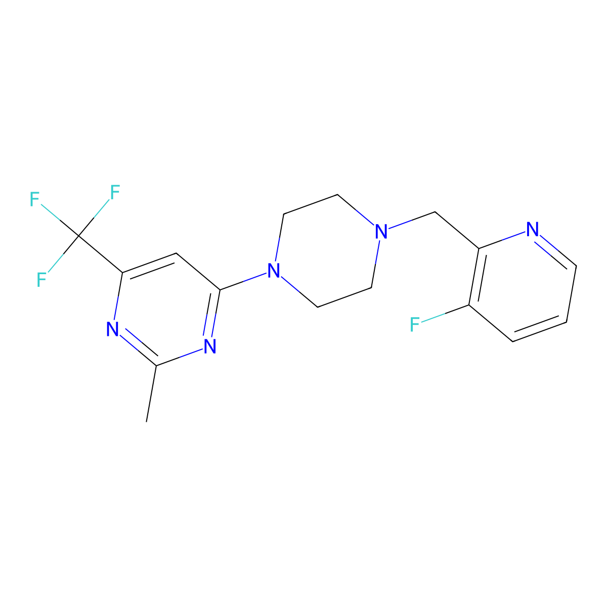4-{4-[(3-Fluoropyridin-2-yl)methyl]piperazin-1-yl}-2-methyl-6-(trifluoromethyl)pyrimidine molecular structure, CAS 2877643-01-9