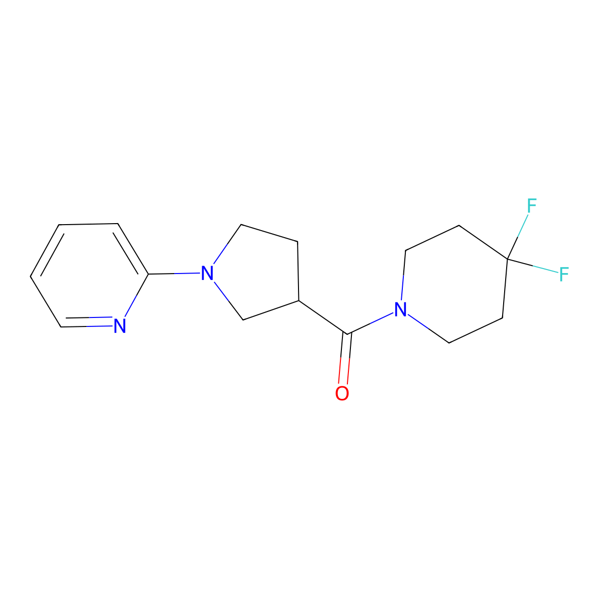 2-[3-(4,4-Difluoropiperidine-1-carbonyl)pyrrolidin-1-yl]pyridine molecular structure, CAS 2877643-06-4