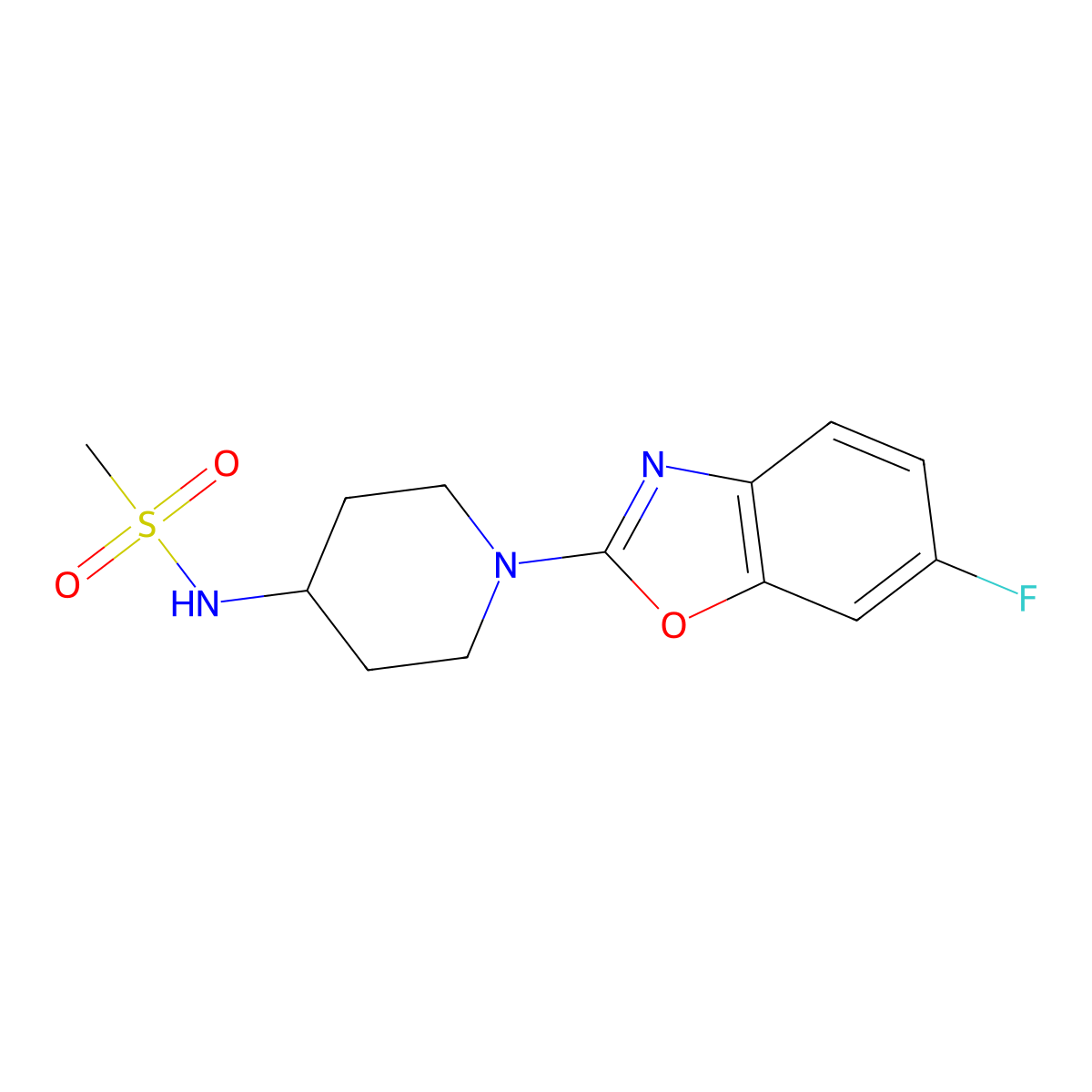 N-[1-(6-fluoro-1,3-benzoxazol-2-yl)piperidin-4-yl]methanesulfonamide molecular structure, CAS 2877643-08-6