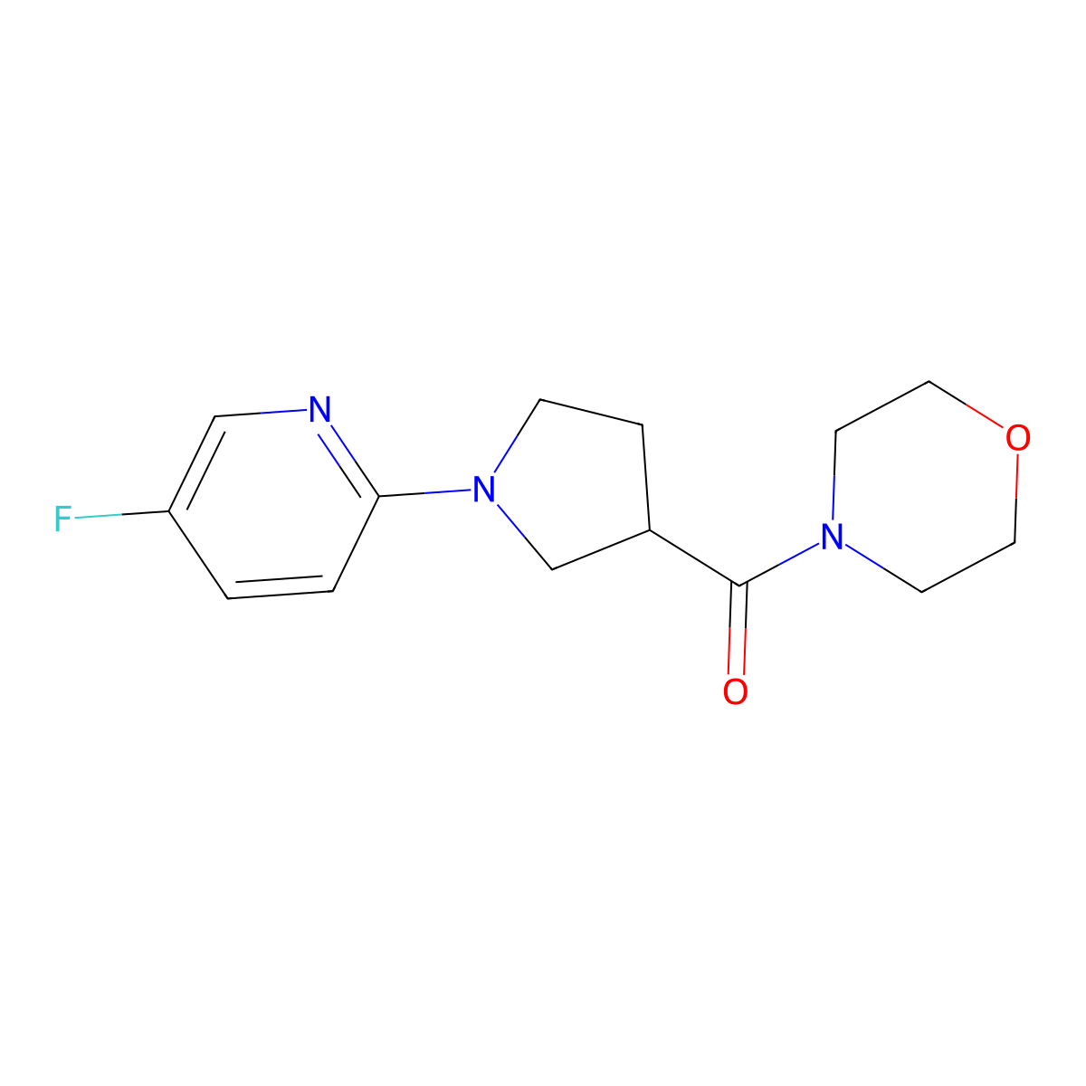 4-[1-(5-Fluoropyridin-2-yl)pyrrolidine-3-carbonyl]morpholine molecular structure, CAS 2877643-09-7